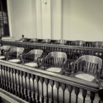 Jury section of a courtroom.